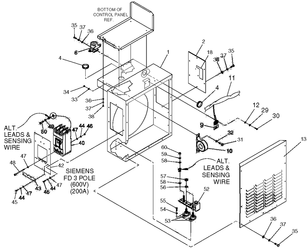 Connection Box Diagram and Parts List for 0049140 (3728577 - 3731061)(2003) Generac Generator