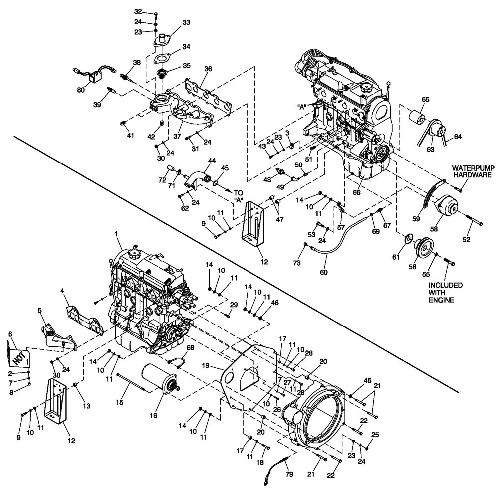 Ev Engine Common Parts 1.5l Cpl Diagram and Parts List for 0052110 (4281087 - 4303052)(2005) Generac Generator