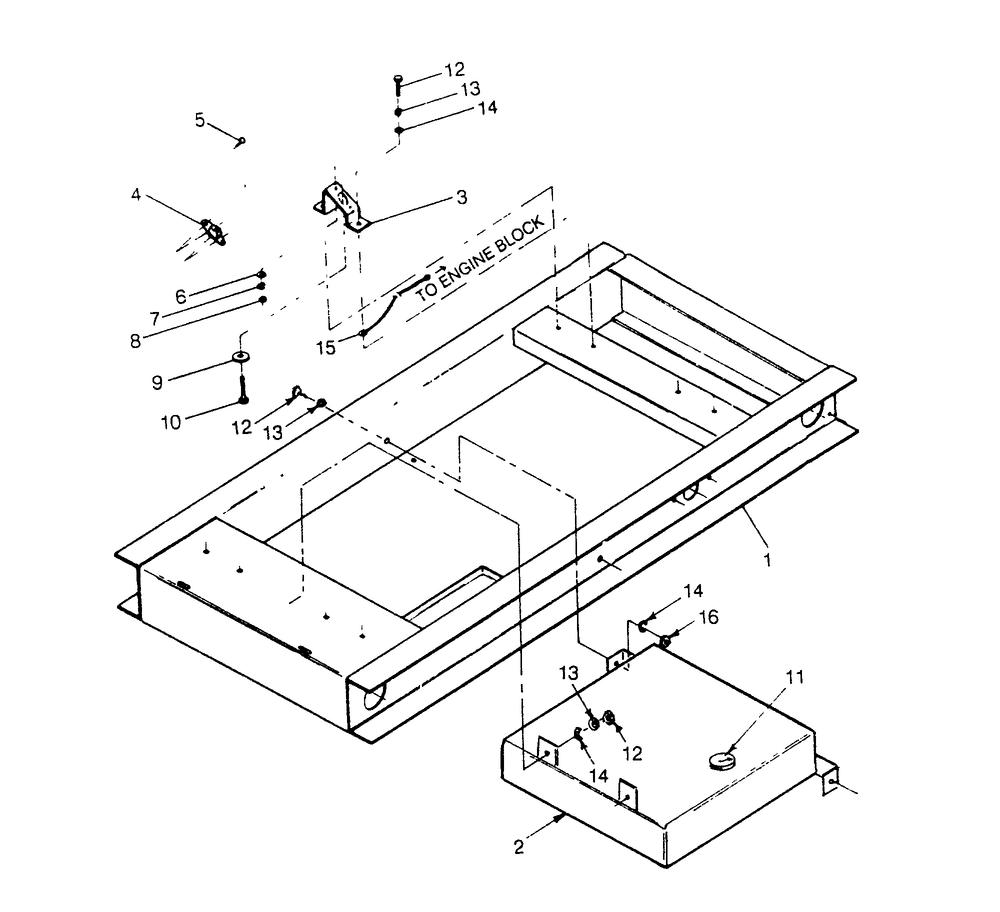 Mounting Base Diagram and Parts List for 9154-0  Generac Generator