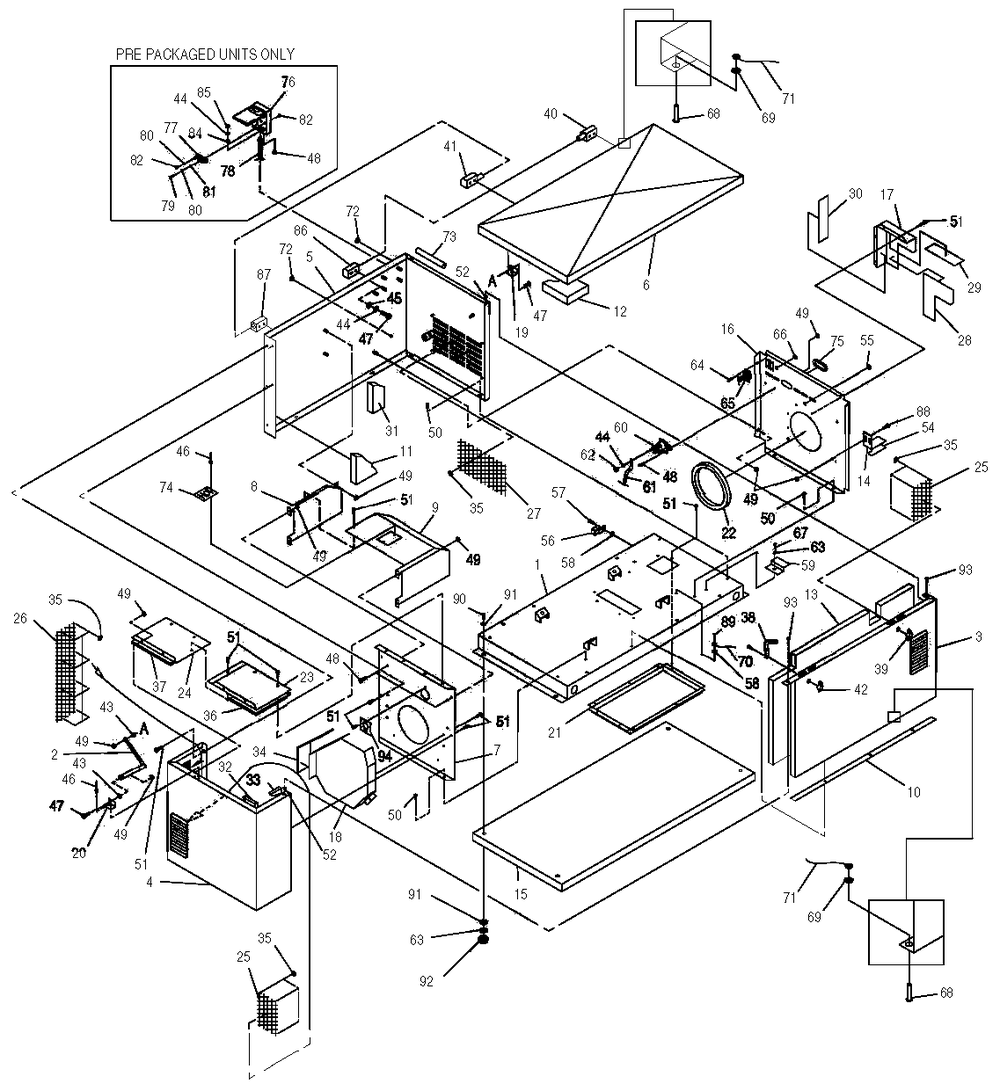 Enclosure Diagram and Parts List for 0043892 (3787648 - 3906618)(2014) Generac Generator