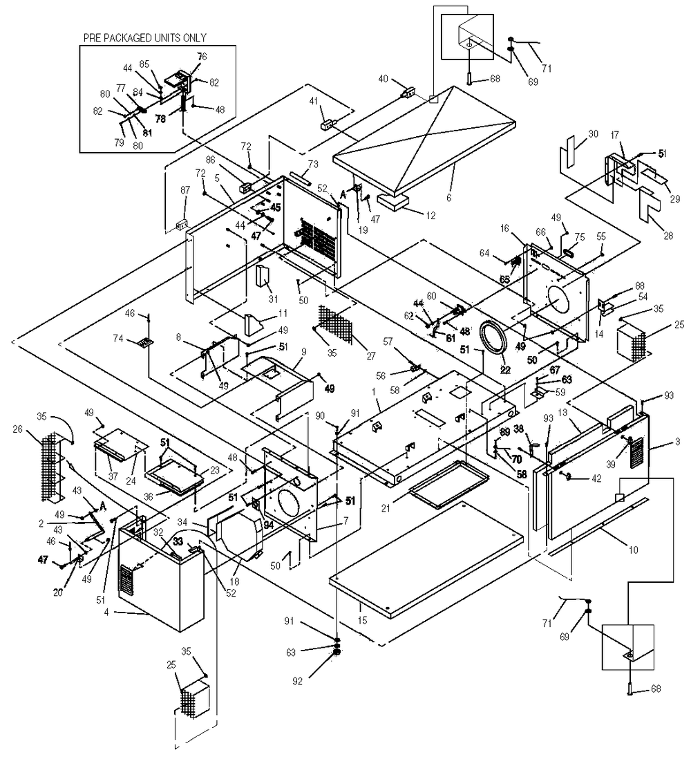 Enclosure Diagram and Parts List for 0046751 (3765528 - 3778807)(2003) Generac Generator