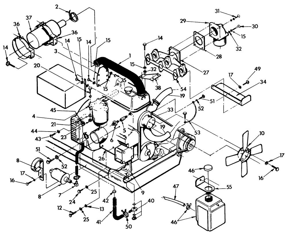 Engine Common Parts Diagram and Parts List for 9055-1  Generac Generator