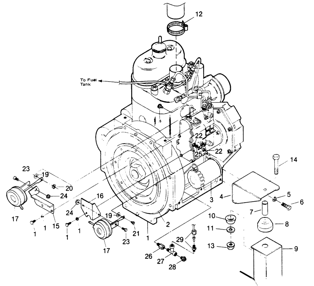 Engine Parts - Injection Pump Side Diagram and Parts List for 1010-B  Generac Welder