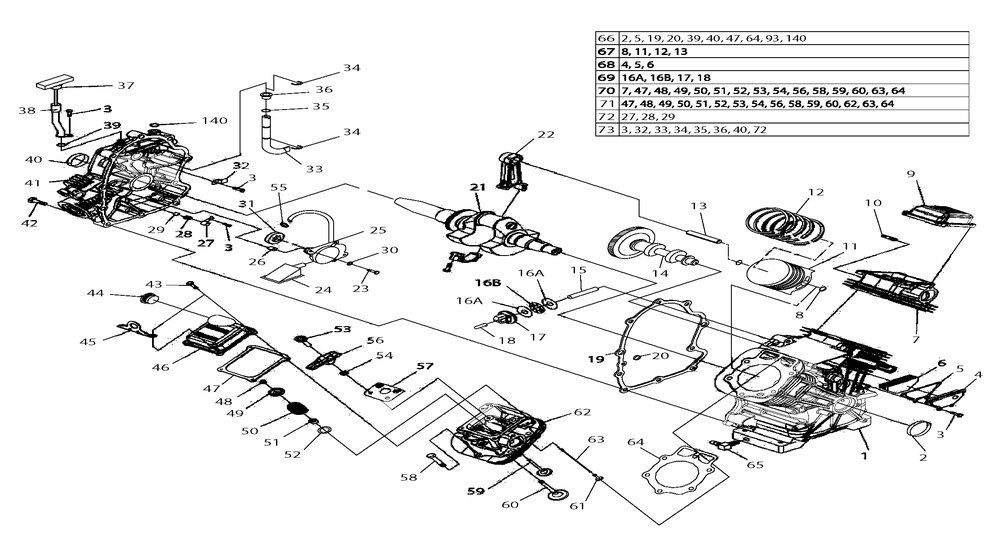 Engine 1 Diagram and Parts List for 0046920 (3623511 - 3830151)(2014) Generac Generator