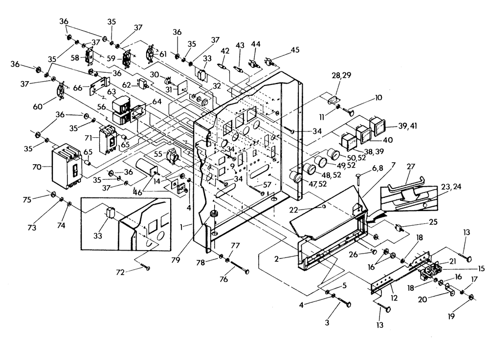 Front Of Control Panel Diagram and Parts List for 9135-3  Generac Generator