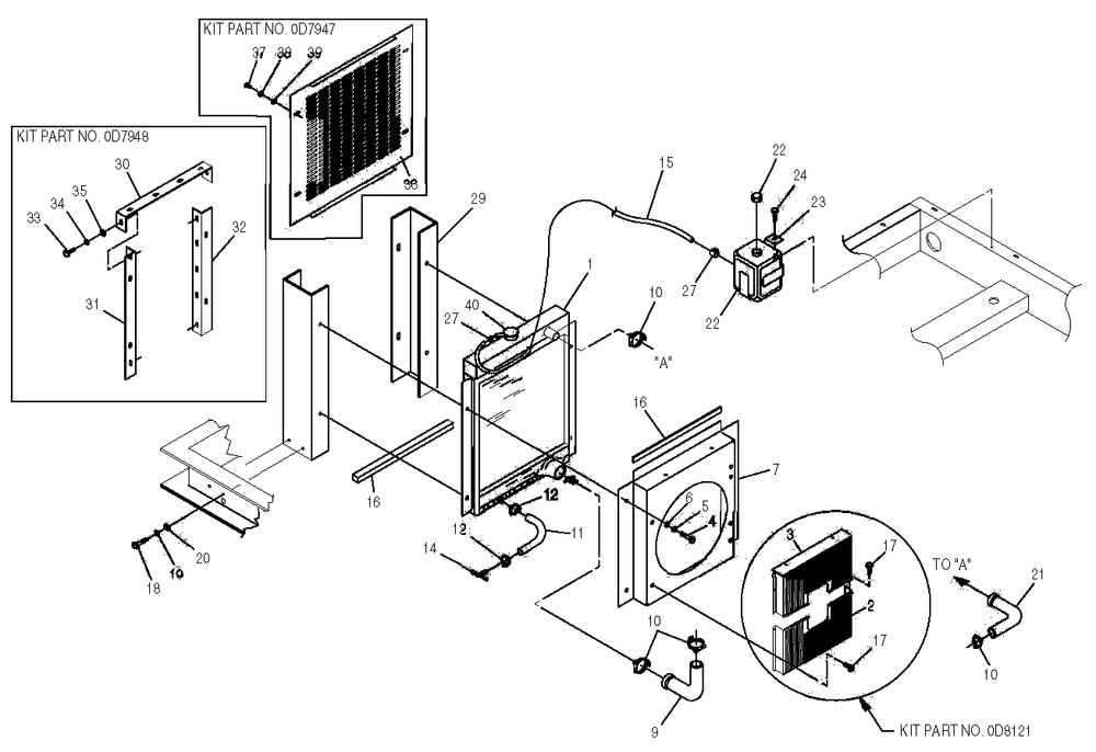 4.3l Radiator Diagram and Parts List for 0043736 (3704503)(2003) Generac Generator