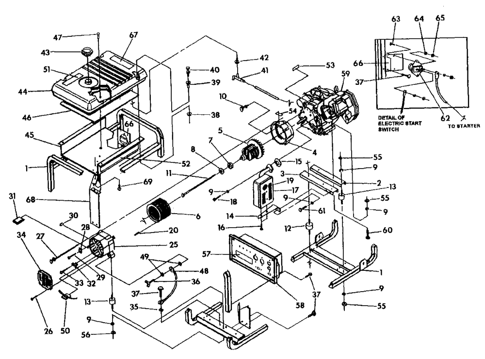 Cradle And Generator Diagram and Parts List for 9797-0 (Rev 2)(1995-10) Generac Generator