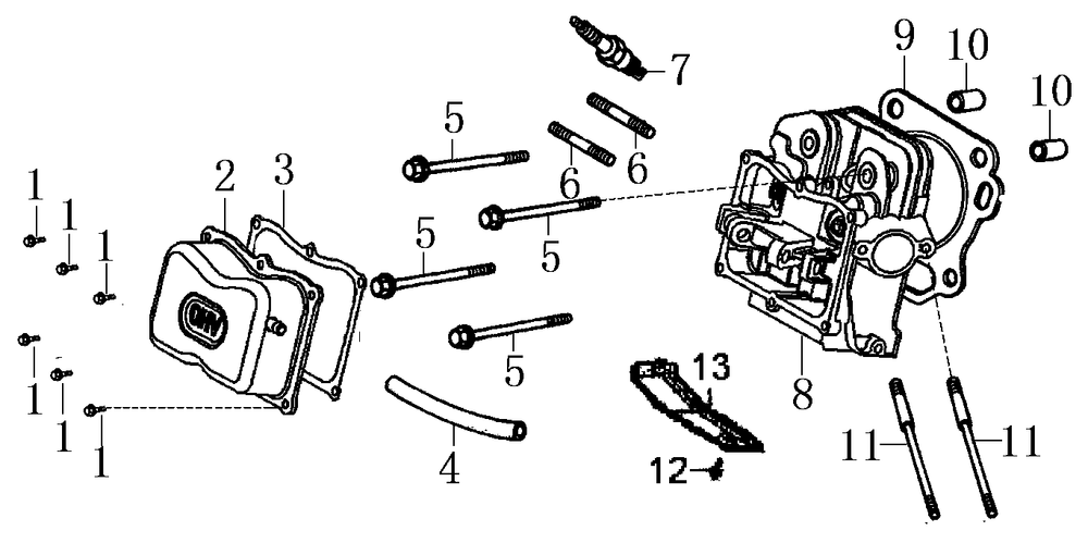 Cylinder Head 1 Diagram and Parts List for 0069310 (9999124 - 10041326)(2015) Generac Generator