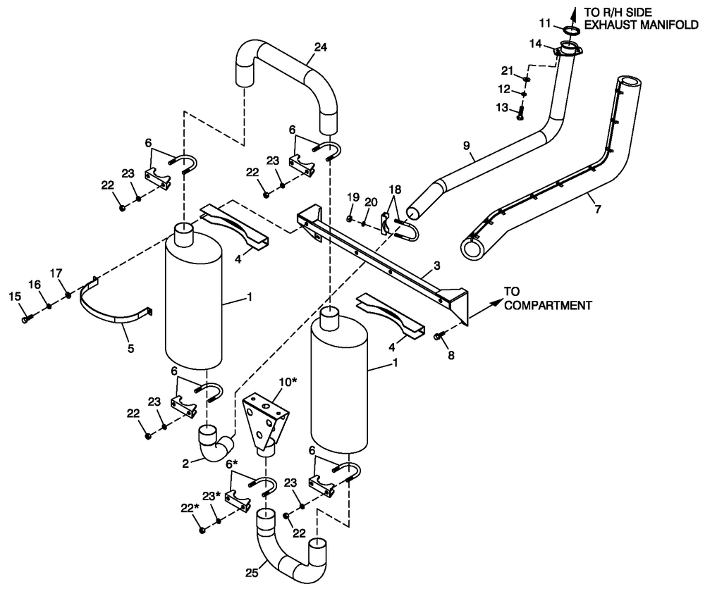 Muffler Exhaust Diagram and Parts List for ET04524JNSX (6136189 - 6805138)(2011) Generac Generator