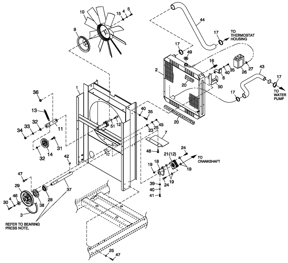 C2 Cooling Sytem And Fan Drive Diagram and Parts List for ST03524AVAN (4530446)(2006) Generac Generator