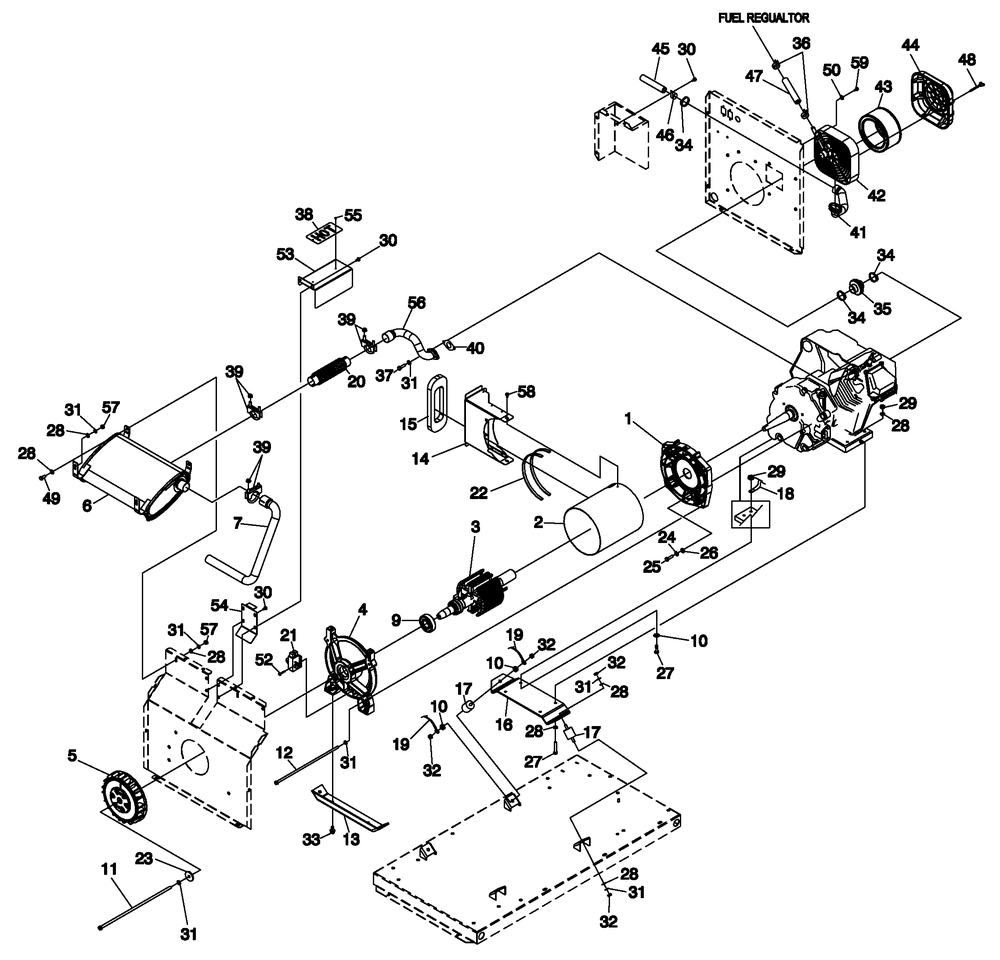 Generator 1 Diagram and Parts List for 0052500 (4699893 - 5773346)(2010) Generac Generator