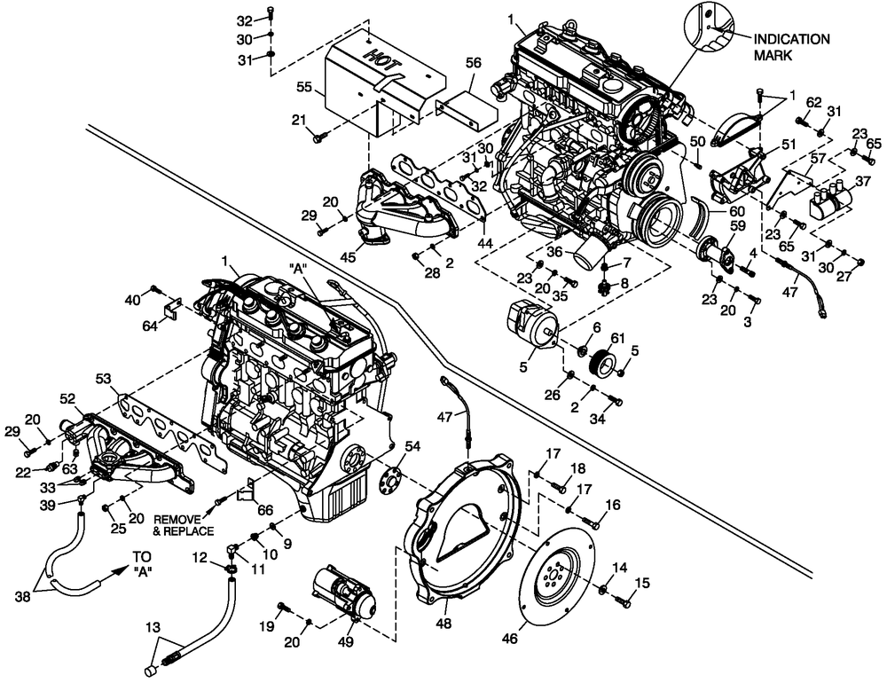 Engine Common Parts 2.4l G2 Diagram and Parts List for 0053390 (4508925 - 4668302)(2006) Generac Generator