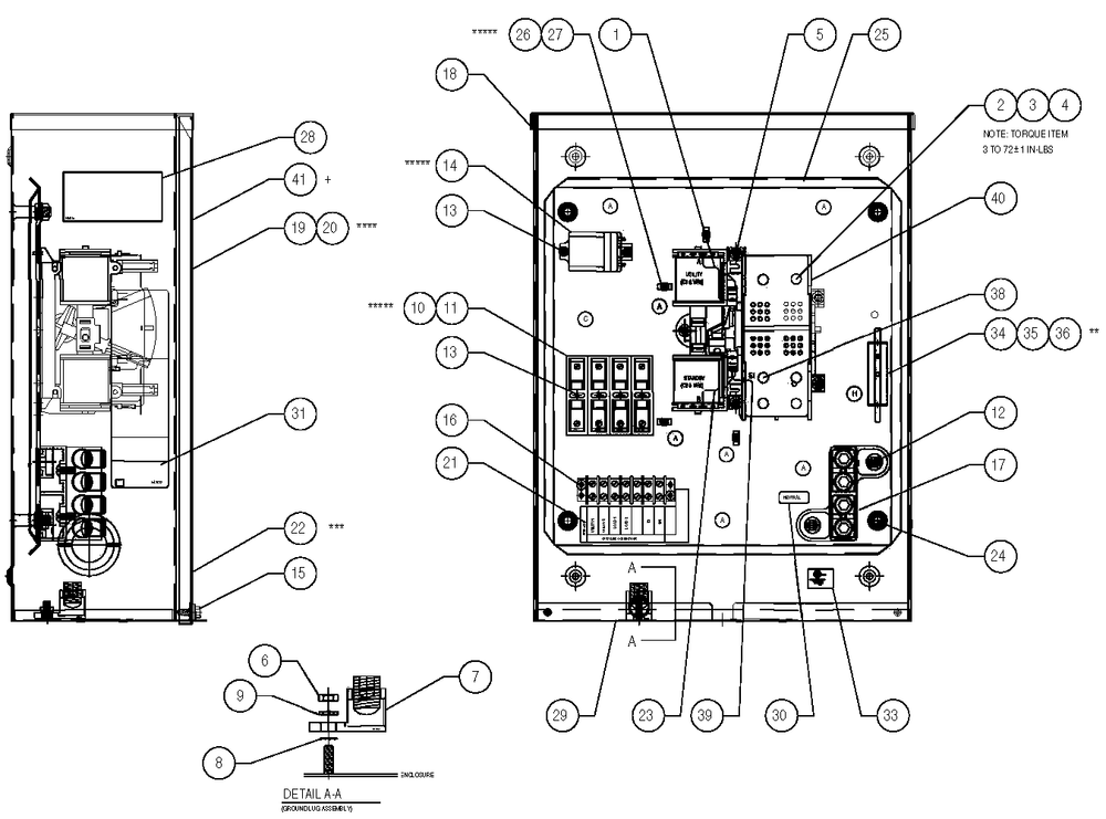 200a Transfer Switch Assembly Diagram and Parts List for 0051040 (0505V01168)(2005) Generac Generator