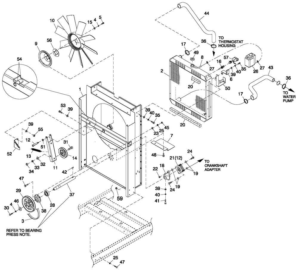C2 Cooling System And Fan Drive Diagram and Parts List for QT02524ANNNA (6931603 - 7172830)(2012) Generac Generator