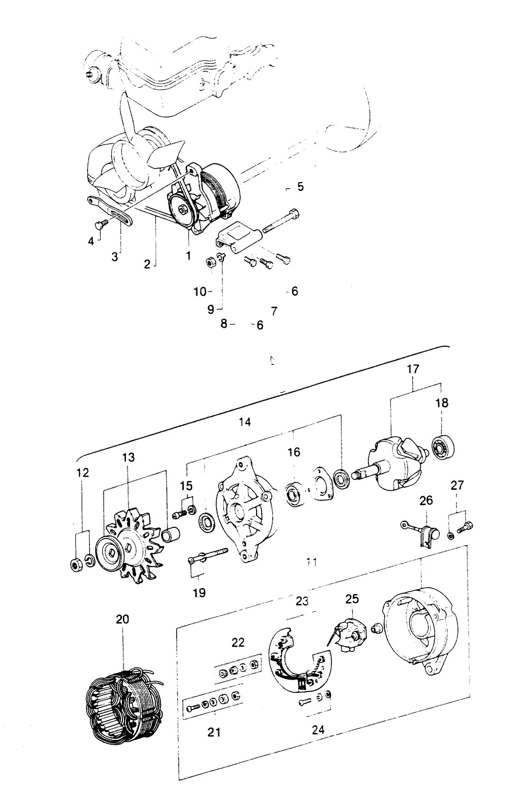 Dc Alternator Diagram and Parts List for 8451-0  Generac Welder