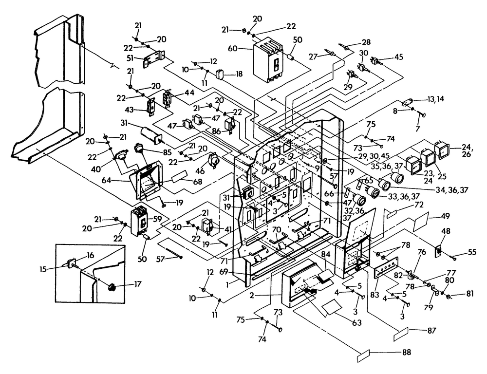 Control Panel (Front) Diagram and Parts List for 9134-8  Generac Generator