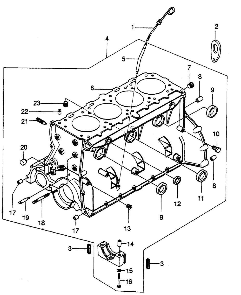 Cylinder Block Assembly Diagram and Parts List for 6962-4  Generac Welder