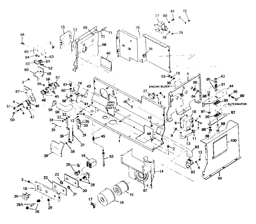 Engine Shroud Diagram and Parts List for 6246-1  Generac Generator