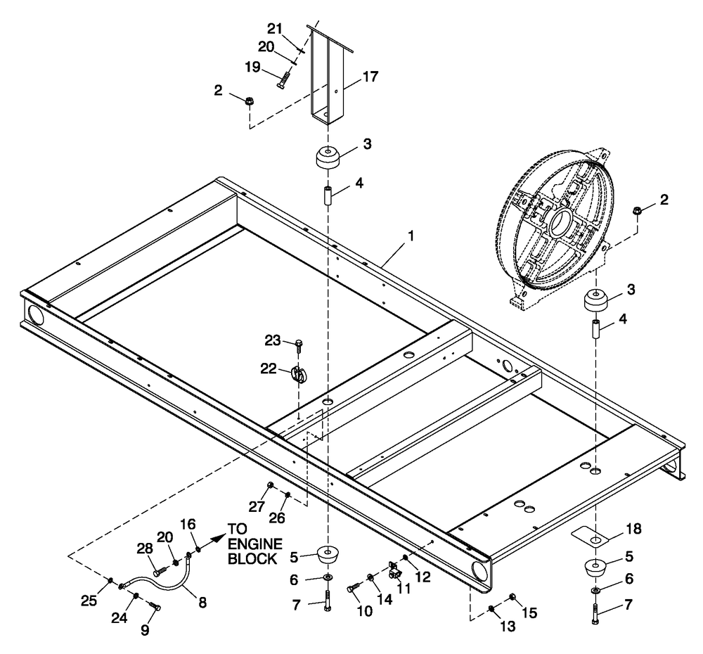 Mounting Base Diagram and Parts List for 0052210 (4254584 - 4273668)(2005) Generac Generator
