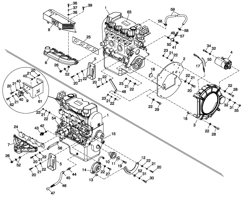 Engine Common Parts 1.6l Diagram and Parts List for 0053183 (4108V30497)(2008) Generac Generator
