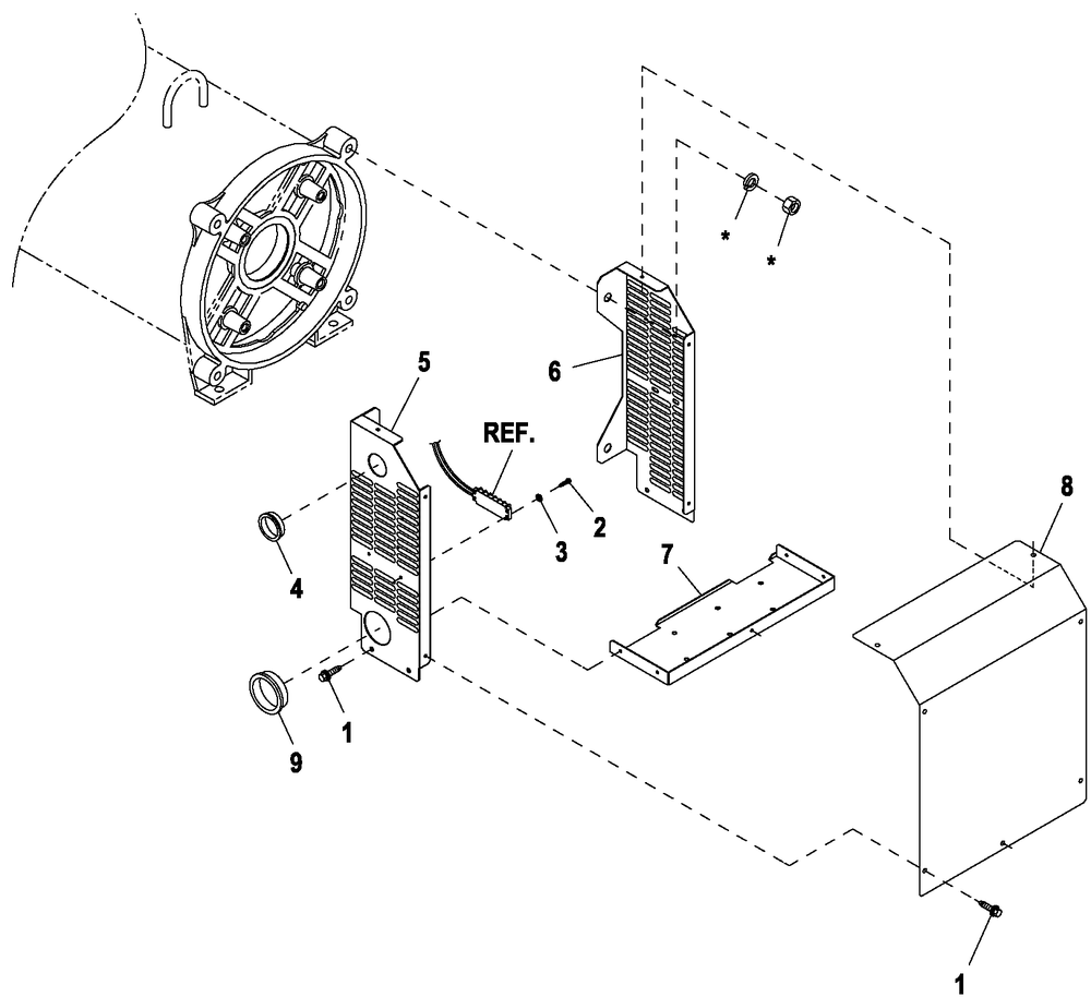 Ev Exciter Shielding Diagram and Parts List for QT10068ANSC (6297202 - 6378170)(2011) Generac Generator