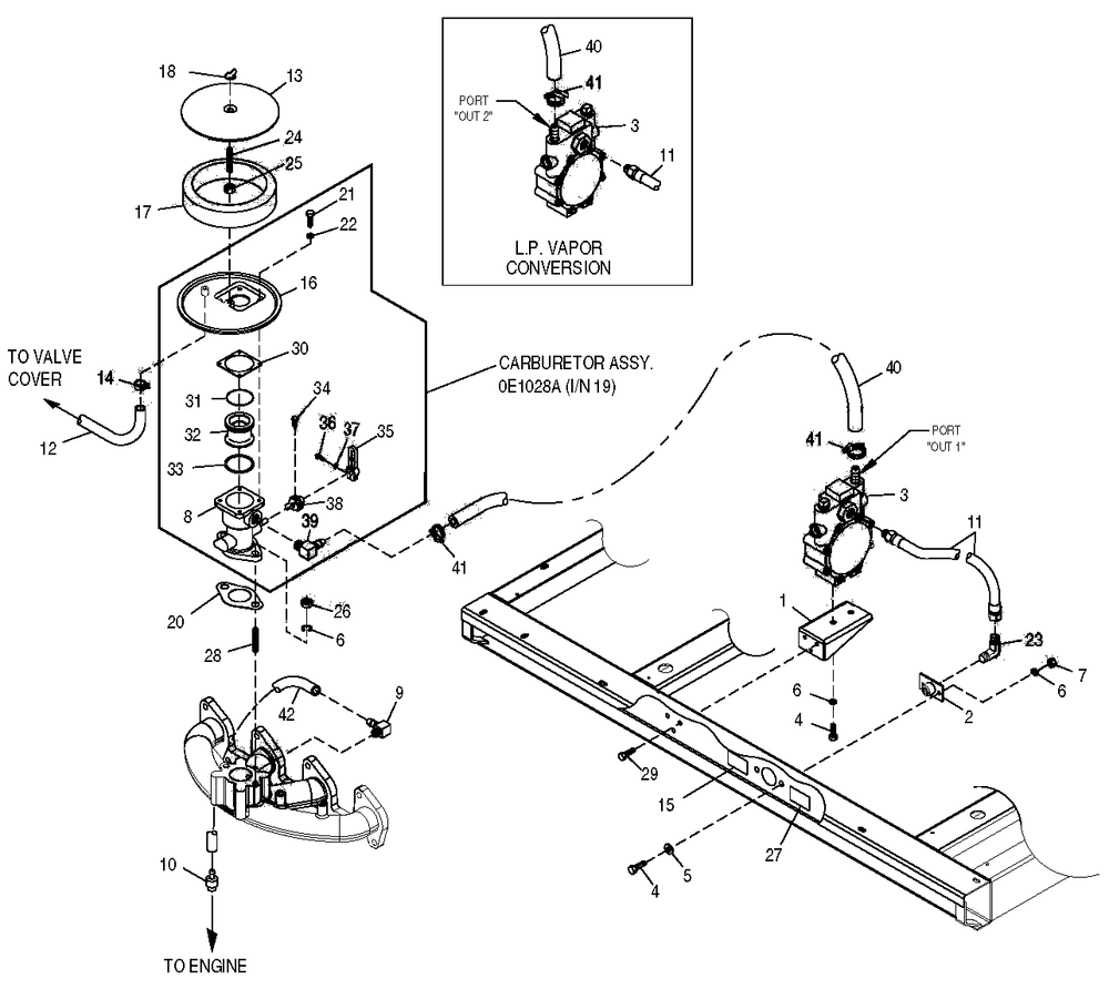 Fuel System Diagram and Parts List for 0050402 (4059474 - 4208341)(2014) Generac Generator