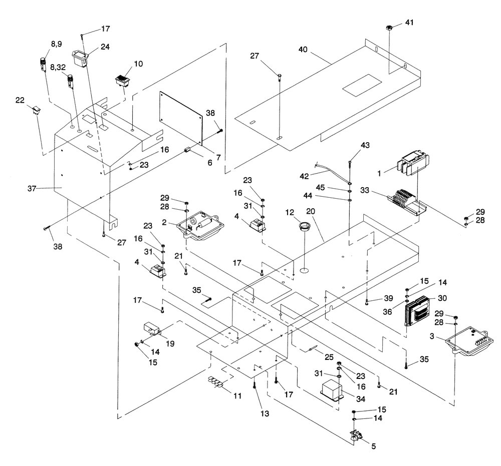 Control Panel Diagram and Parts List for 0043890 (3535636 - 3626373)(2014) Generac Generator