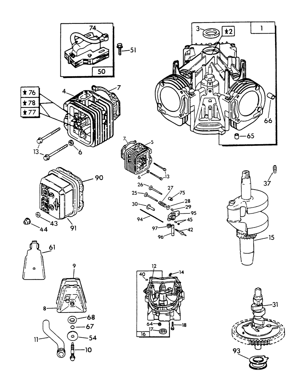 V-Twin Engine Parts (Part 1) Diagram and Parts List for 9010-5  Generac Generator