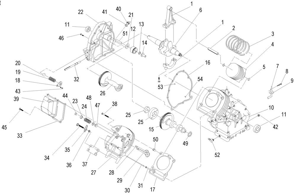 Engine 1 Diagram and Parts List for 0050950 (0405V00490 - 3305V03396)(2005) Generac Generator