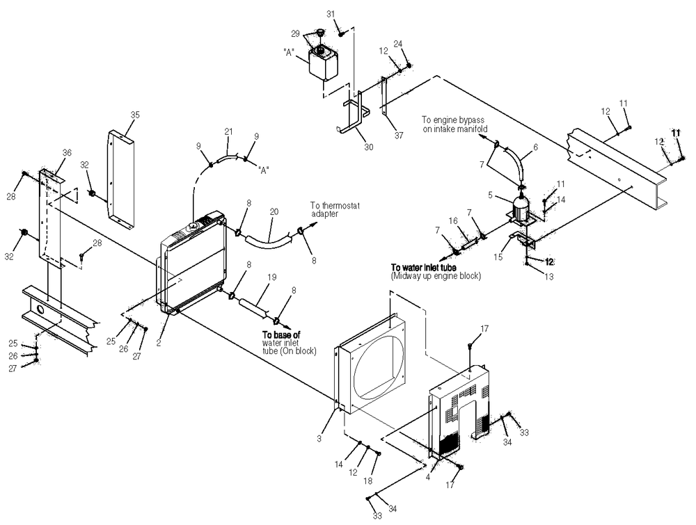 Radiator Diagram and Parts List for 0044741 (3580728 - 3694588)(2014) Generac Generator