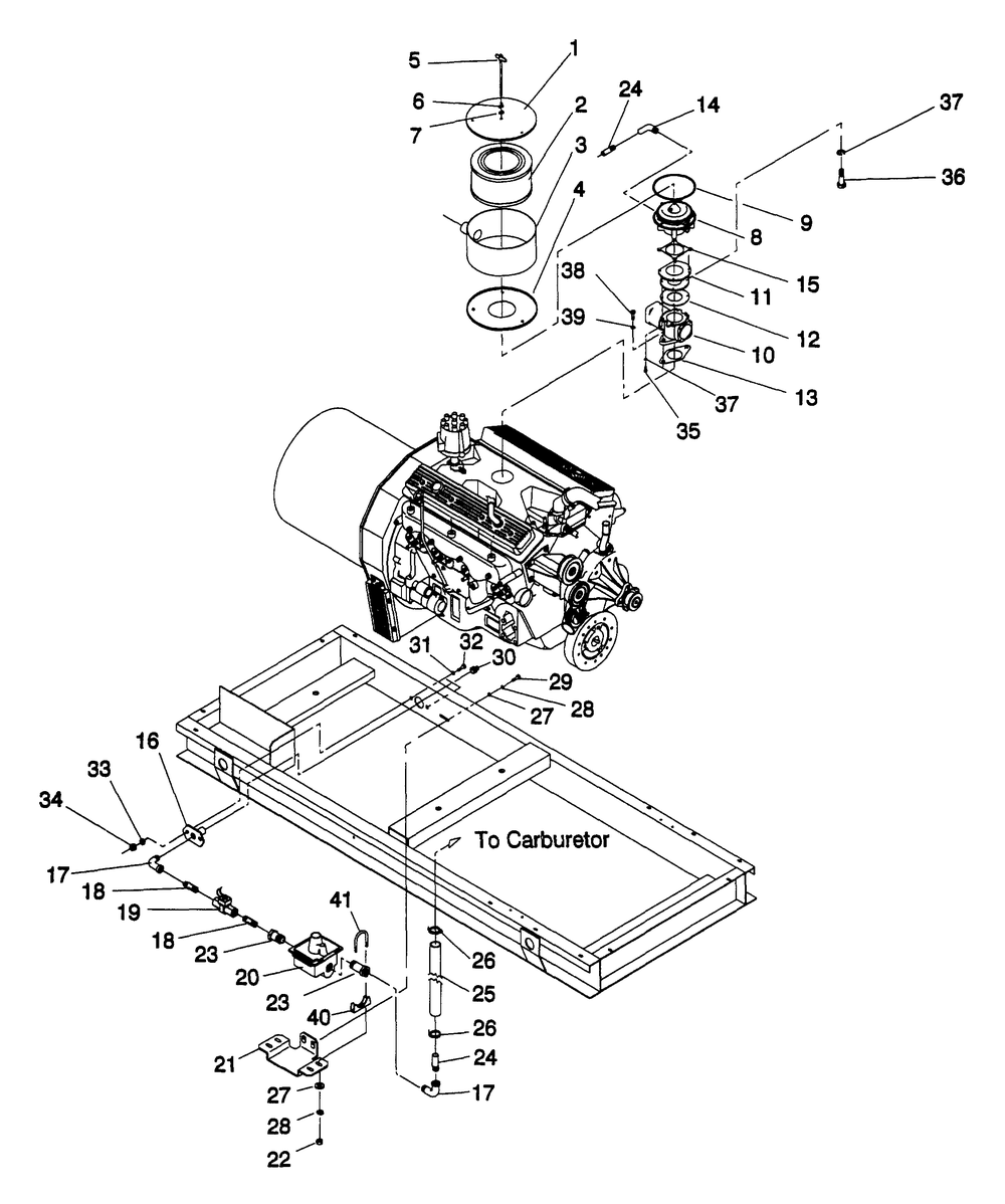 Carburetor Diagram and Parts List for 4311-1 DG-50 Generac Generator