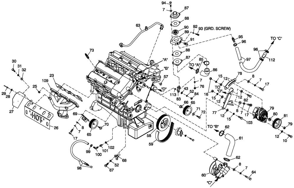 Engine Common Parts 3.0l G3 Ls Diagram and Parts List for CT06030ANSN (0508V27088)(2008) Generac Generator