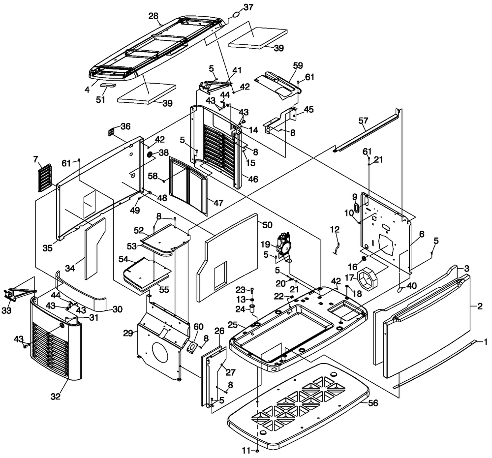 Enclosure Diagram and Parts List for 0059161 (8220550 - 8244578)(2013) Generac Generator