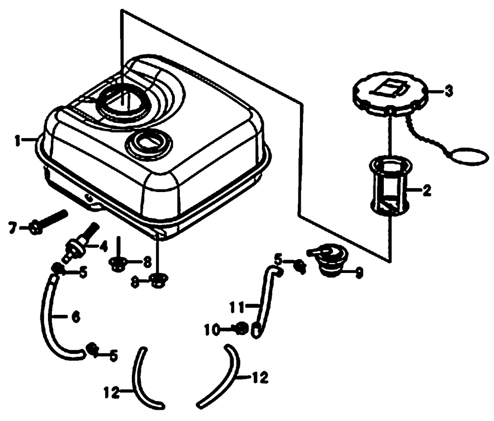 Fuel Tank 1 Diagram and Parts List for 0059911 (7363389 - 7363816)(2012) Generac Generator