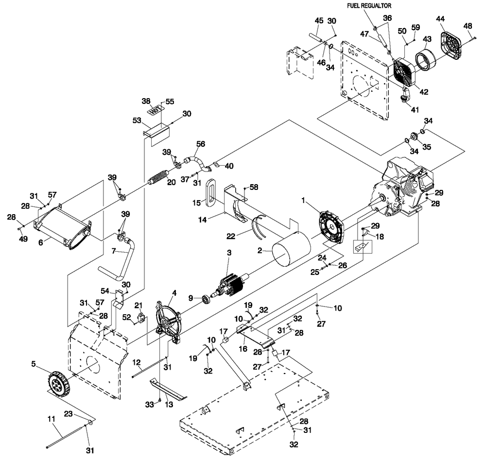 Generator 1 Diagram and Parts List for 0053300 (4718218 - 4869708)(2007) Generac Generator