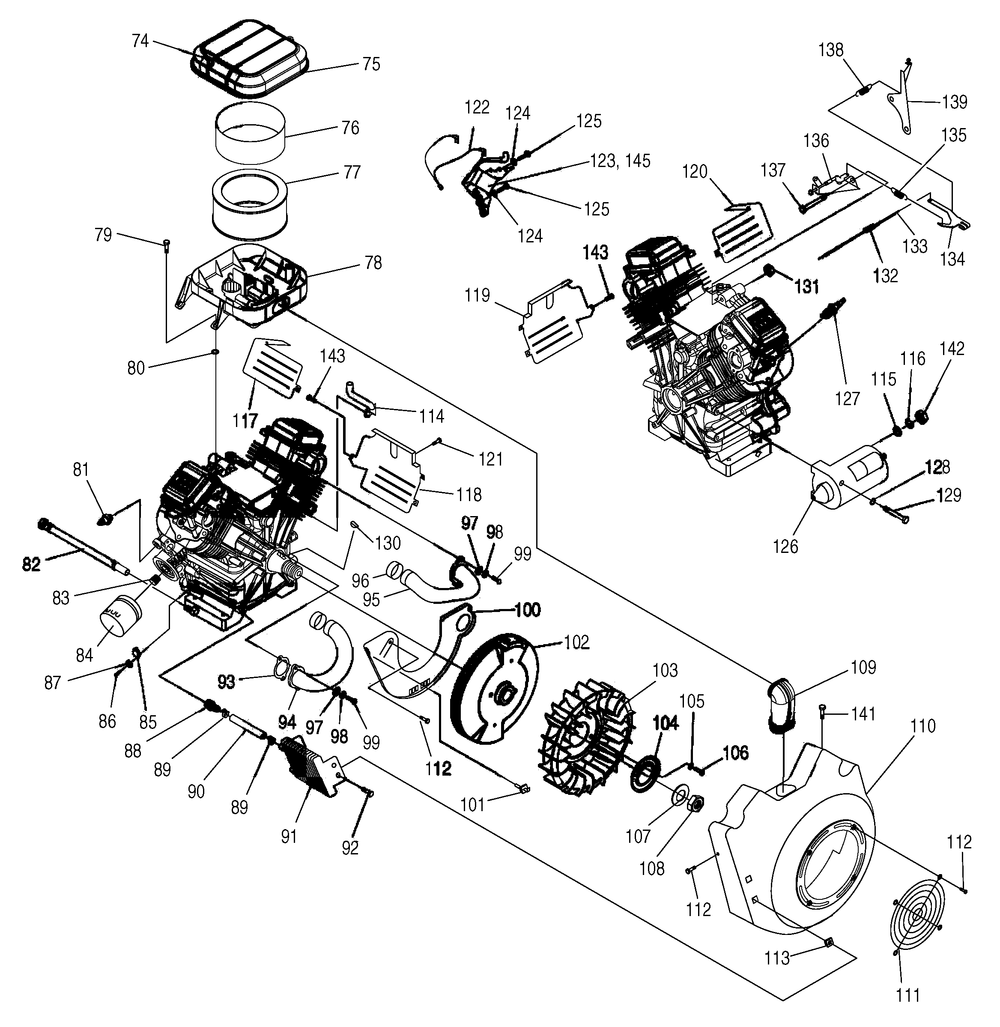 Engine 4 Diagram and Parts List for 0047581 (3799920 - 3906499)(2004) Generac Generator