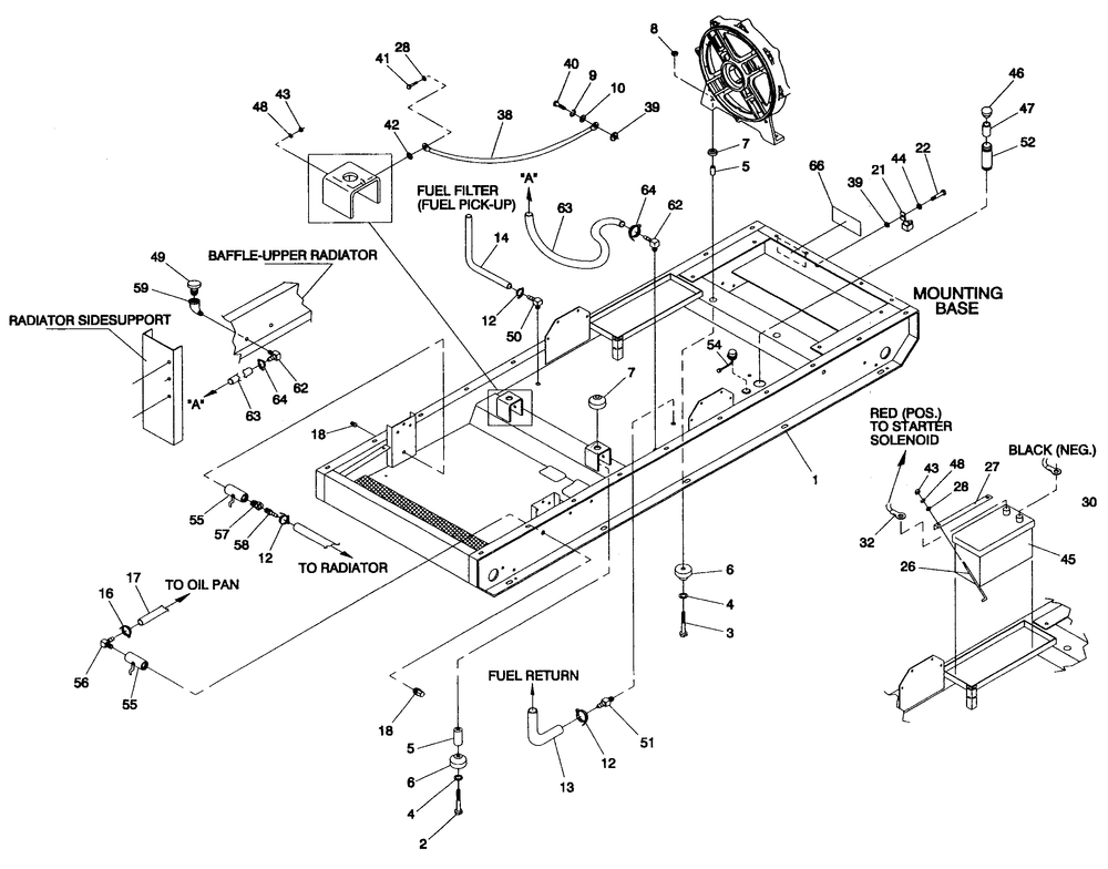 Mounting Base Diagram and Parts List for 4059-0  Generac Generator