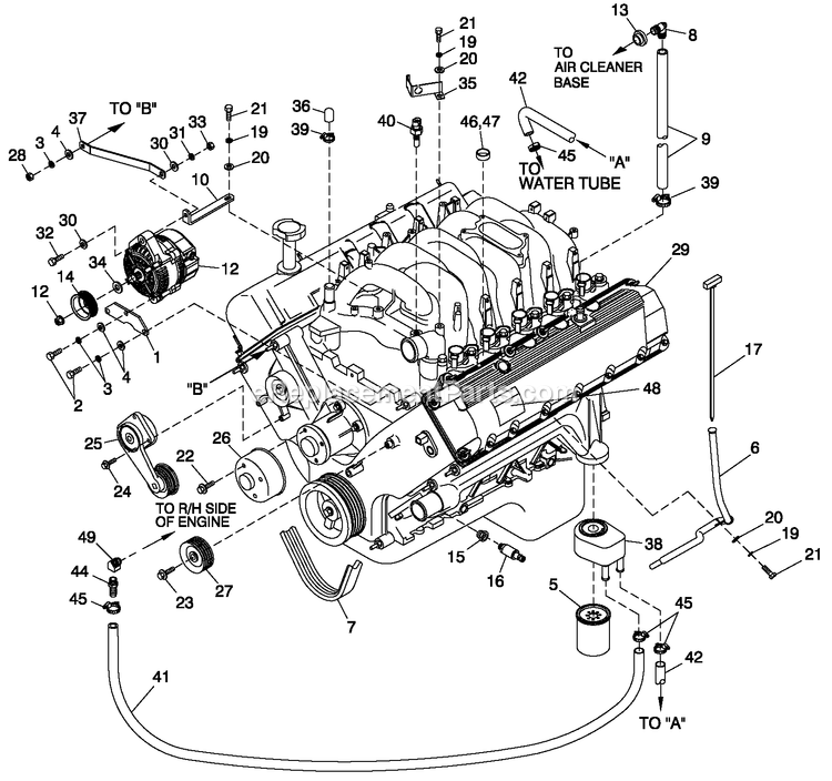 Engine Common Parts L/H Side (6.8l Cpl) Diagram and Parts List for CT13068GNSN (2808V28689)(2008) Generac Generator