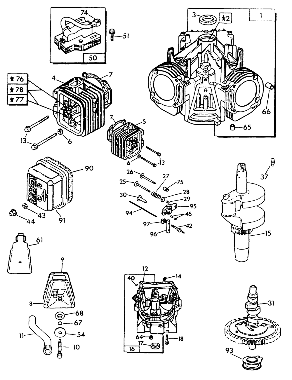 Engine Common Parts 2 Diagram and Parts List for 9677-0  Generac Generator