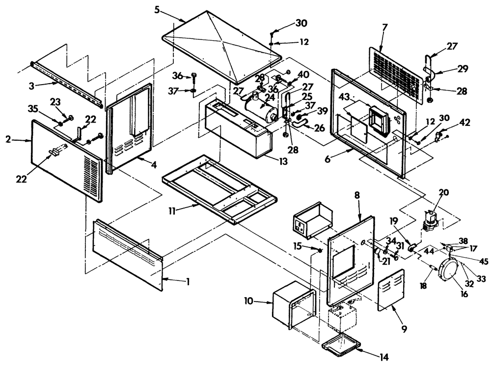 Enclosure Diagram and Parts List for 0865-0 8kw Generac Generator