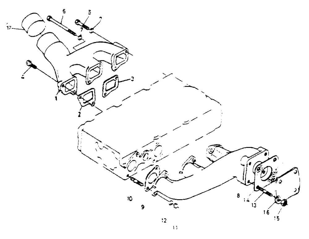 Intake Manifold And Exhaust Manifold Diagram and Parts List for 1008-B  Generac Welder