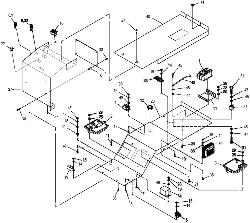 Control Panel Diagram and Parts List for 0043892 (3787648 - 3906618)(2014) Generac Generator