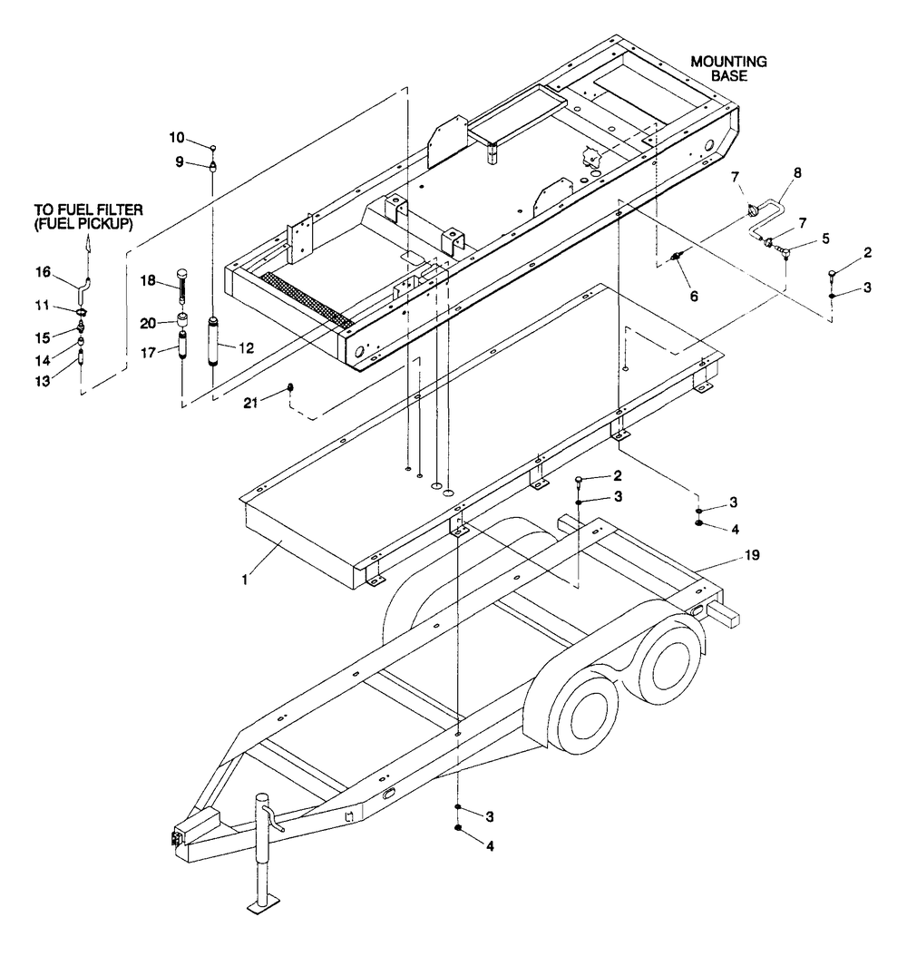 Trailer Diagram and Parts List for 4061-0  Generac Generator
