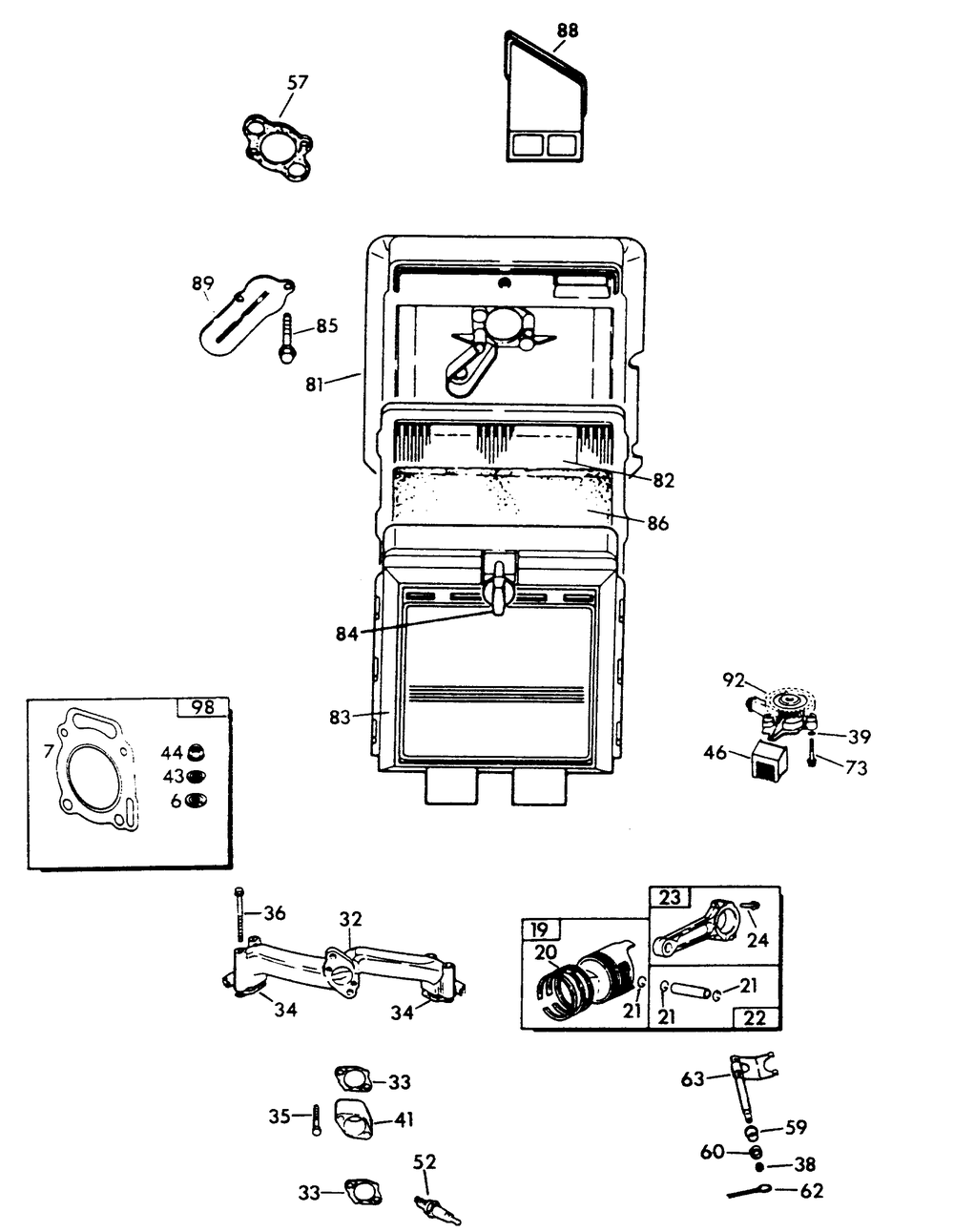 Gn-480 Engine (Part 1) Diagram and Parts List for 9843-0  Generac Generator