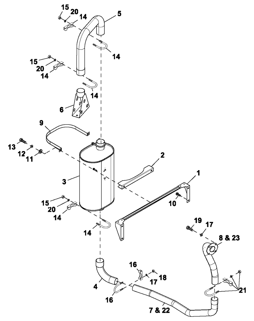 Muffler Exh 2.4l G2 Turbo Diagram and Parts List for QT06024ANSN (5147588 - 5307536)(2009) Generac Generator