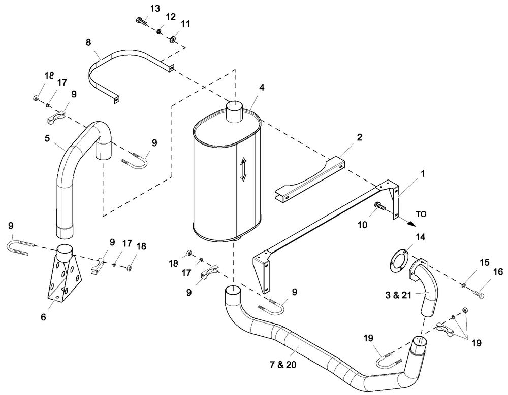 Muffler Exh 2.4l G2 Turbo Diagram and Parts List for BT03624ANAN (5008V31599)(2008) Generac Generator