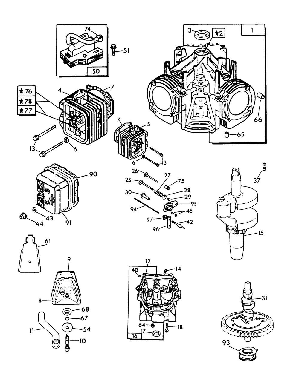 V-Twin Engine (Part 2) Diagram and Parts List for 9508-1  Generac Generator