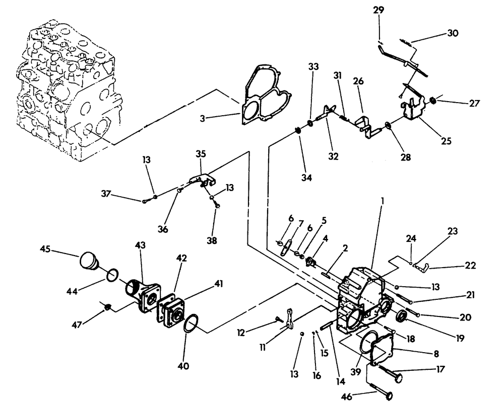 Timing Gear Housing And Governor Diagram and Parts List for 8950-0  Generac Generator