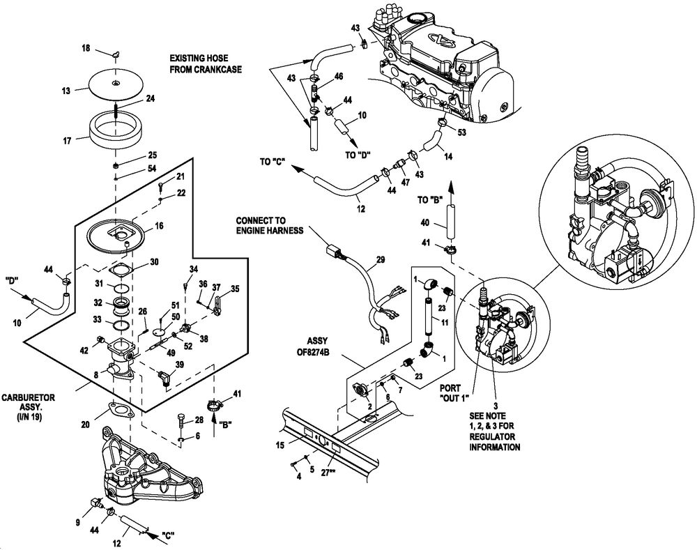 Fuel System Ng/Lpv Diagram and Parts List for 0053363 (4786586)(2007) Generac Generator