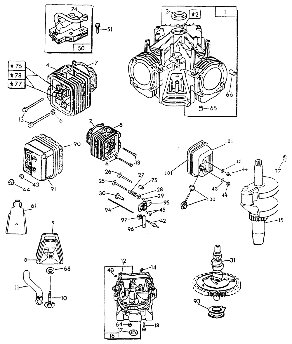 Gn Engine (Long Block) I Diagram and Parts List for 0896-0  Generac Generator